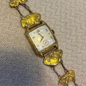 Rare Vintage Bulova Nugget Gold Bracelet Watch | Artisan Mid-Century